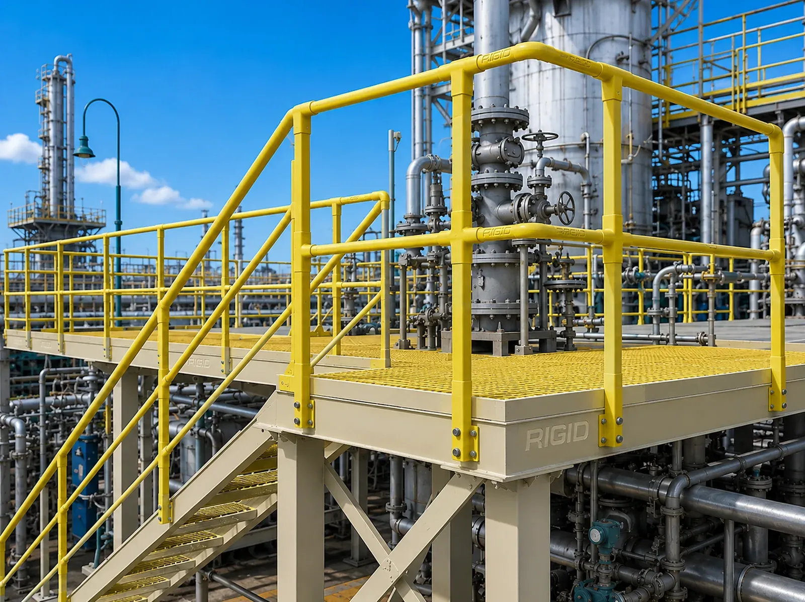 GRP Handrails & Platforms - GRP handrails, access platforms, stairways, and walkway systems designed for safety, durability, and corrosion resistance.