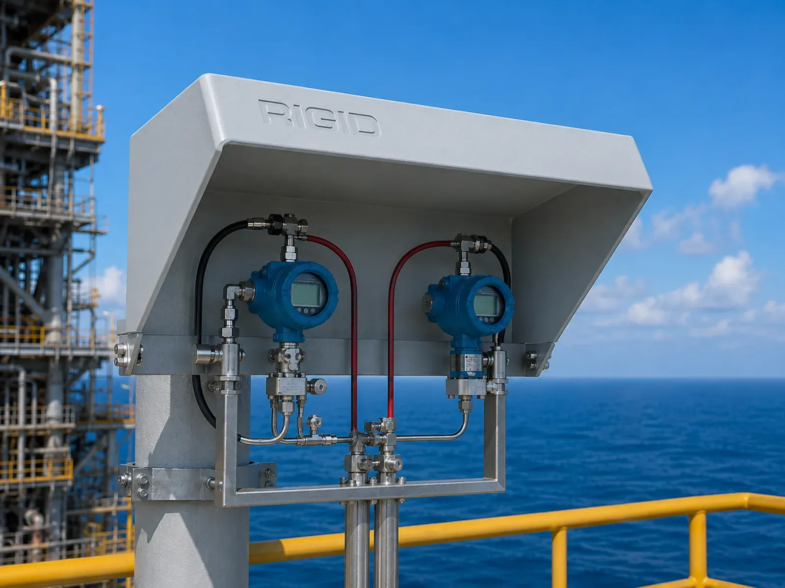 GRP Instrument Shades & Canopies - high-performance GRP instrument shades and canopies designed to protect sensitive field instruments, analyzers, junction boxes, and electrical equipment from direct sunlight, rain, dust, and harsh environmental conditions.