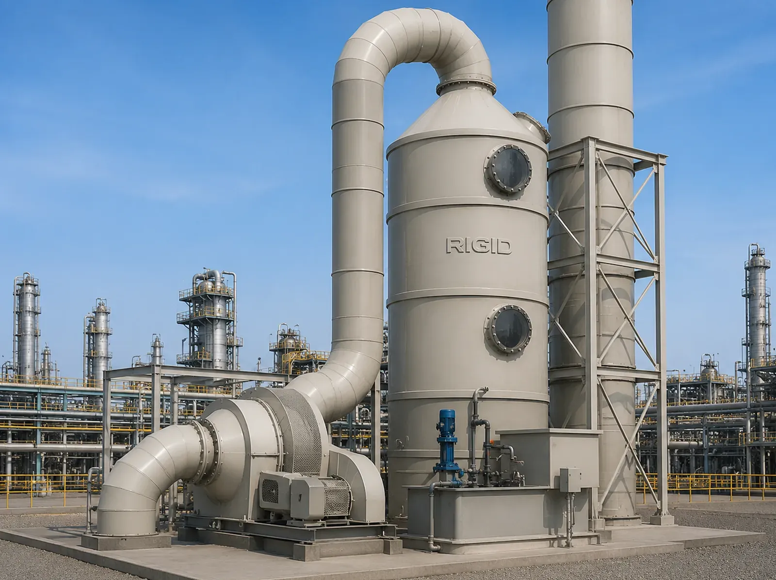 GRP Scrubbers - and manufactures GRP scrubbers, ducts, stacks, and chemical process equipment for aggressive petrochemical and industrial environments.